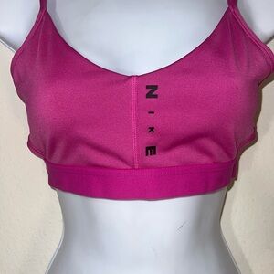 Vibrant Hot Pink Sports Bra with Spaghetti Straps and V-Neck